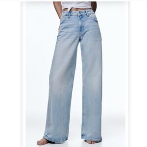 Zara FULL LENGTH HIGH-RISE WIDE LEG JEANS SIZE 40
